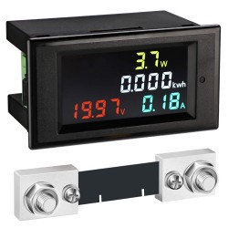 DC Battery Monitor, DROK 14-600V 0-100A LCD Digital Multimeter, Display DC Voltage Current Power Energy Meter 24V 36V 48V 60V 72V RV Ammeter Voltmeter, Amp Watt Volt Detector Panel with 100A Shunt