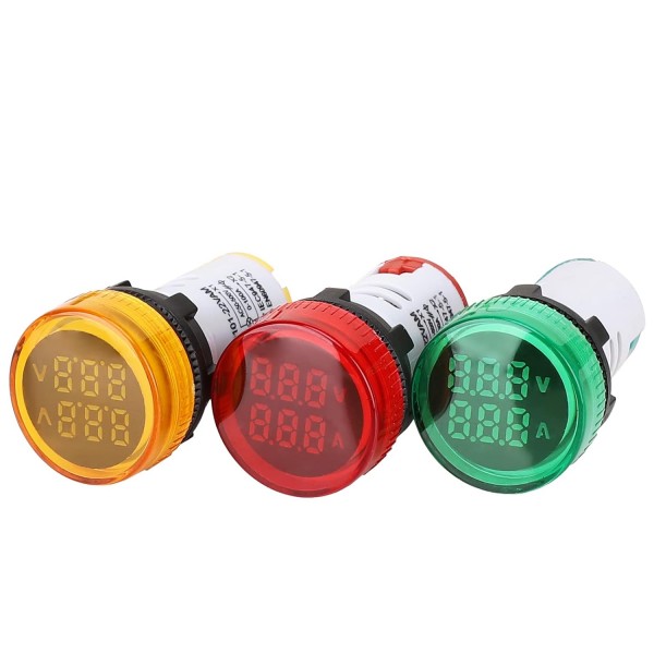 DROK AC Volt Amp Meter, 3pcs AC 60-500V 100A Voltage Current Monitor Digital LED Display Voltmeter 110v 220v Volt Detetor Green Red Yellow Signal Indicator Light Panel