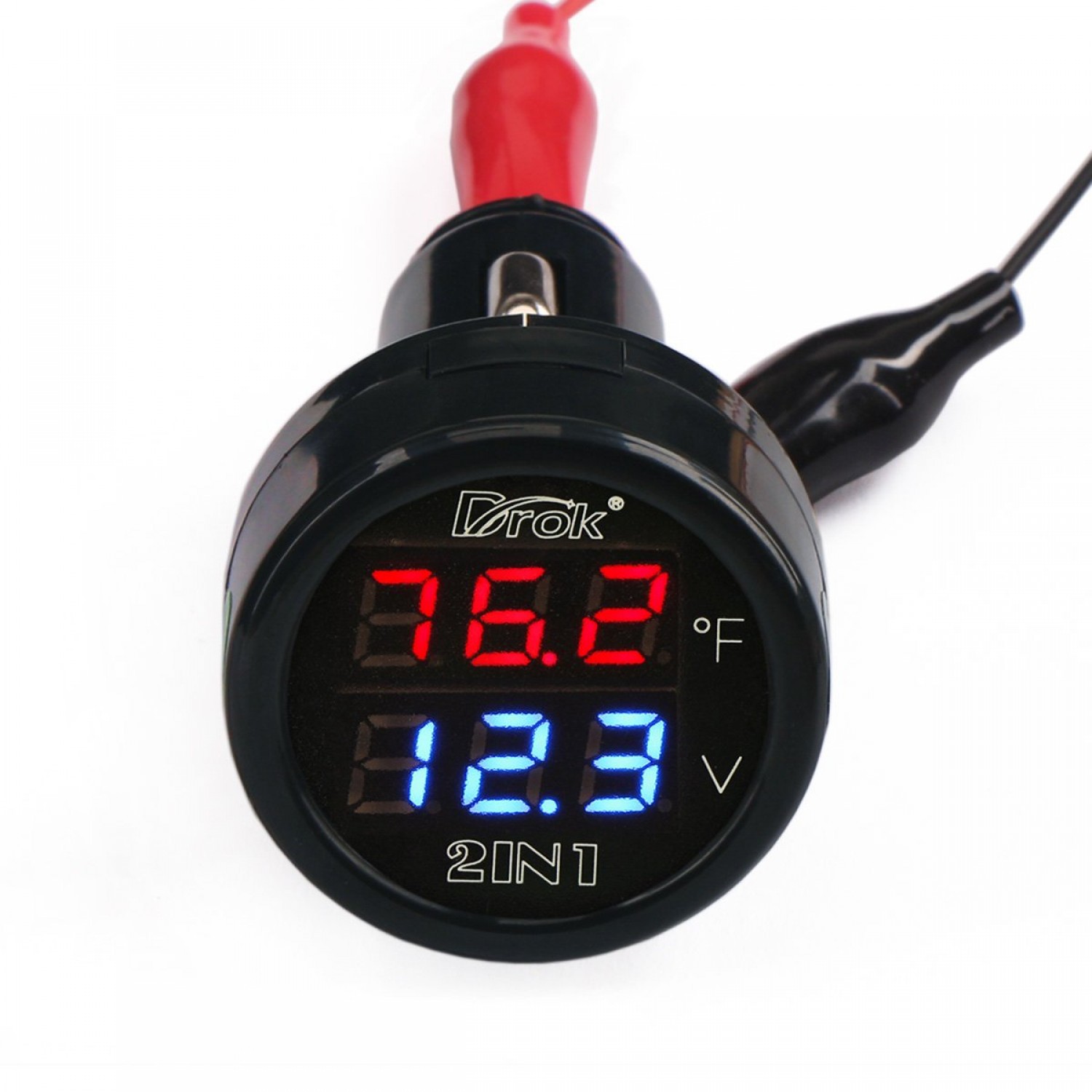 Car Volage Monitor Battery Voltmeter Thermometer 10-170 Degree Fahrenheit  Temperature 12V 24V Temp Volt Tester
