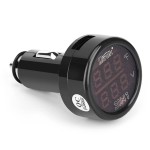 DROK Digital Voltage Temperature Monitor, Car Charger USB Charge for Car Battery Voltmeter Thermometer 12V 24V Temp Volt Tester Multimeter