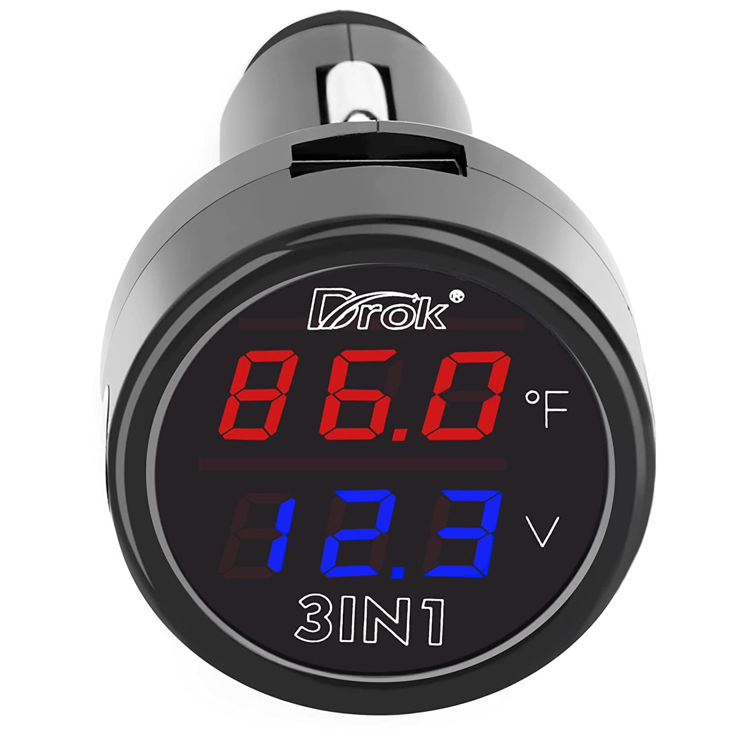 IS Digital Thermometer, Car Auto Temperature Gauge Sensor, DC 4-28V  Fahrenheit