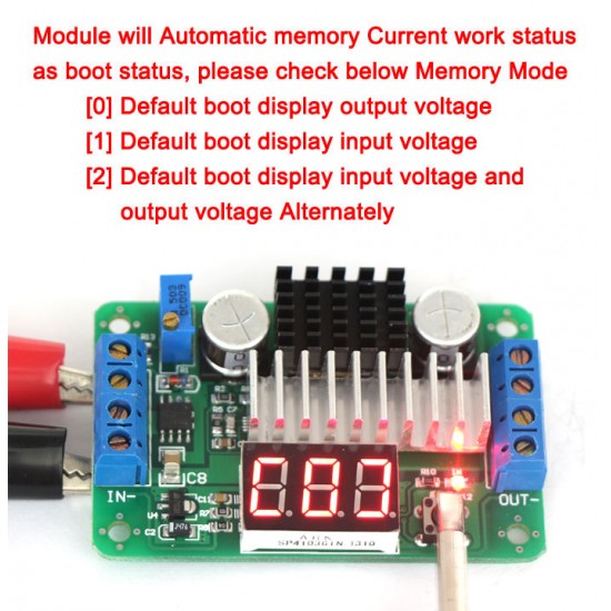 DC Boost Voltage Regulator DC 3.5V-30V to 3.5V-30V 6A 100W Adjustable Converter with Red LED Voltmeter