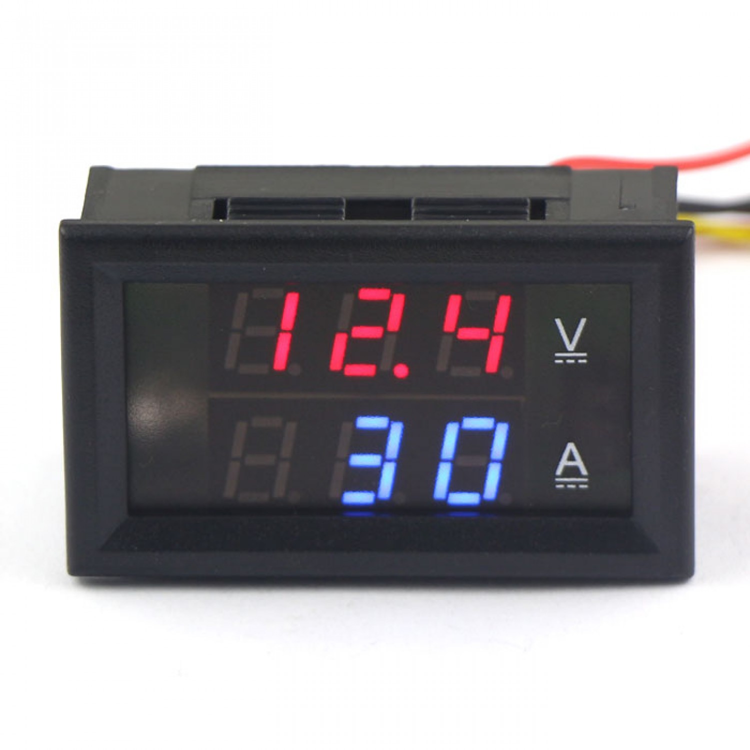 DC 0V-300V 30A 5 Wires RED/BLUE w/SHUNT Dual LED Digital Voltmeter Ammeter 