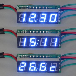 0.36" DC 3.5-30V 20~+80℃ Digital LED Car Voltmeter Thermometer Panel Meter 2in1 