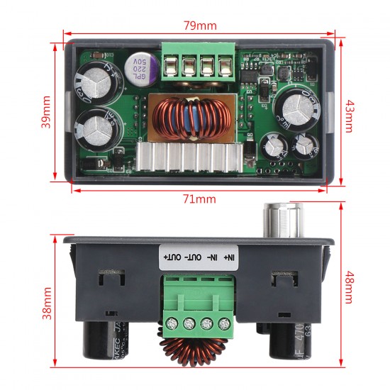 S481-Voltage Regulator AC/DC in 6-30v AC out 3-25v DC 2,5a Adjustable