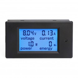 4in1 Voltmeter/Ammeter/Power Meter/Energy Meter DC 6.5~100V/20A/2000W/0~9999kWh LCD Display Blue backlight Digital Meter