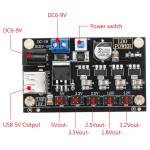 LM7805 DC-DC Multiple Output Linear Power Supply DC 6 ~ 9V to 1.2V/1.8V/2.5V/3.3V/5V 5-Way Buck Voltage Regulator Module with 5V USB Output
