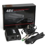 British Plug 1-Channel 48V Phantom Power Supply + Adapter + One XLR Audio Cable for Condenser Micro Recording Equipment