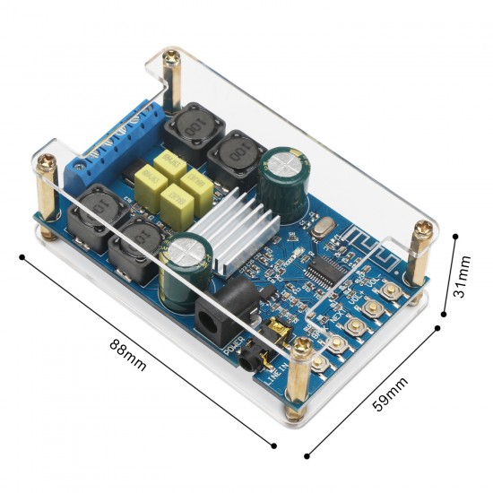 Bluetooth Digital Amplifier Module, Amplifier 50W*2 Dual Channel Audio Amplifier DC 4.5~27V Amplifier Board with Protective Shell 