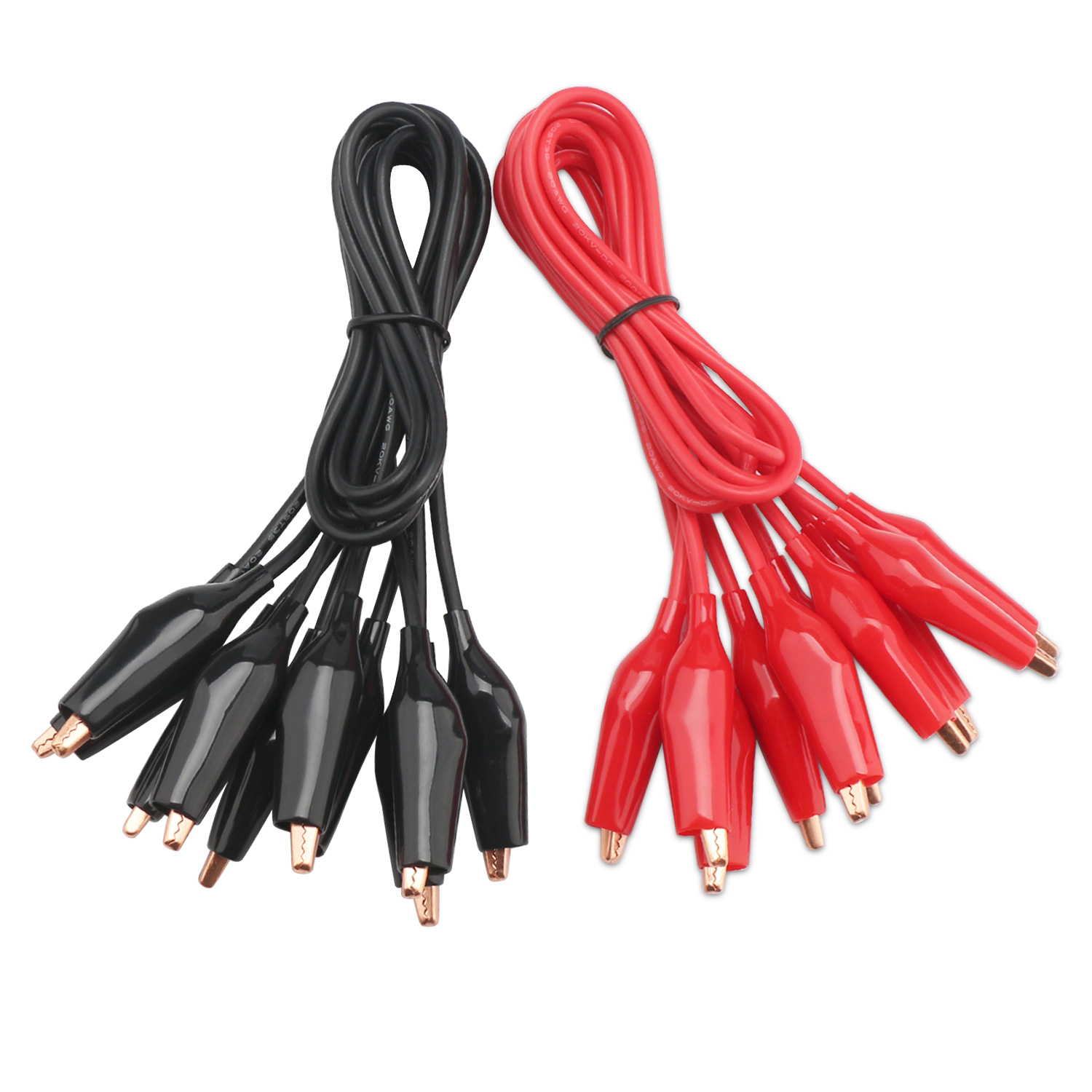 10 Pcs/kit Black Red Alligator Clips Crocodile Battery Charger Clamps Test Leads 
