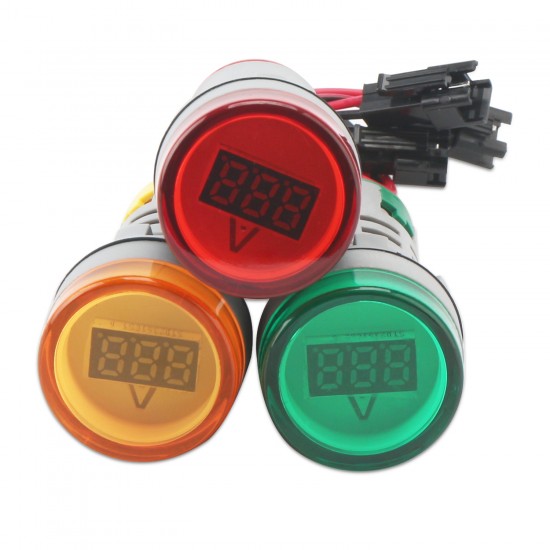 Mini AC 100A LED Indicator Light, 3 PCS/LOT Ammeter/Indicator light AC 220V 0.02W 100A Signal lamp for Green Red Yellow Warning Accident Signal Indicator 