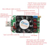 USB Load Tester Electronic Load Resistor Module 25W LD25 USB & Type C Interface Discharge Adjustable Constant Current 0.25A-4A Intelligent Temperature Control with Cooling Fan 