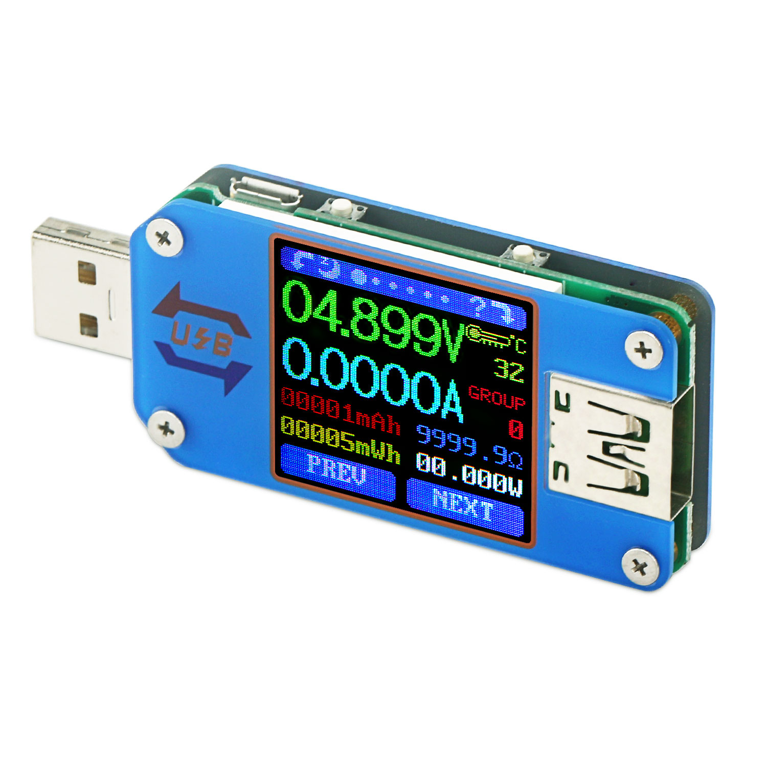 Festnight RD UM25/UM25C USB 2.0 Type C Color LCD Display Tester Voltage Current Meter Voltmeter Ammeter Battery Charge Cable Impedance Resistance Measurement Communication Version 