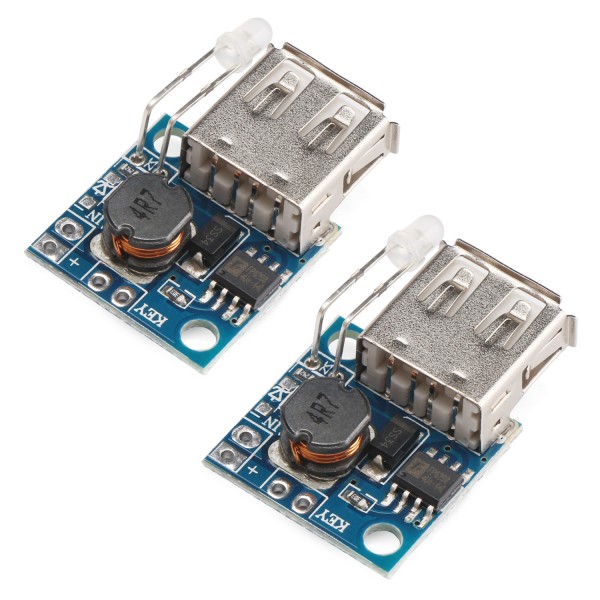 USB Mobile Power Supply Board, 2pcs Mini DC-DC Step Up Converter 3V to 5V 2A Boost Voltage Regulator Module with Battery Indicator for Tablet PC Phone Charging 