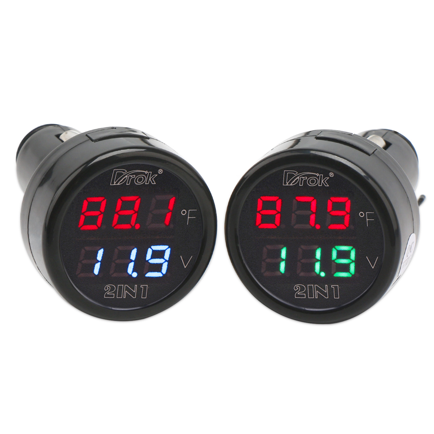 Cikuso 12V/24V Car Voltage Monitor Battery Alarm Temperature Thermometer Clock display 