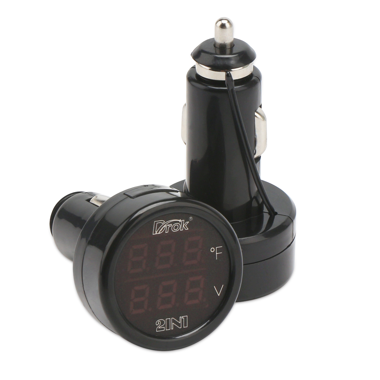 DROK Digital Voltage Temperature Monitor, Car Charger USB Charge for Car  Battery Voltmeter Thermometer 12V 24V