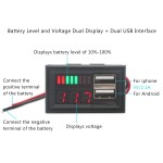 Digital Micro Car USB Voltmeter 2pcs Dual USB Port Power Drive Voltmeter 5V 2A LED Dual Display Battery Power Level Voltage Detector Monitor Tester Meter for Vehicle Automobile 