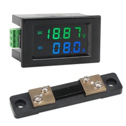 Digital Meter DC 0~199.9V/0~50A LCD Display Voltage Current Meter DC 12V 24V Voltmeter Ammeter with 50A Shunt