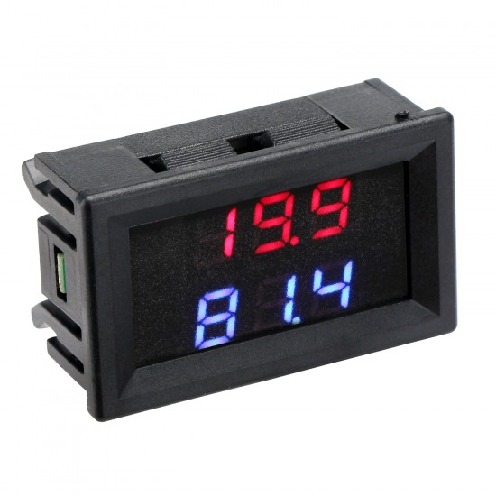 Digital Car Voltmeter Fahrenheit Temp Monitor Display DC 5V-80V 12V 24V 48V 60V 72V LED with 1 Meter Sensor Probe