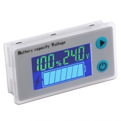 Battery Monitor Meter 24V Voltmeter Battery Level Percentage Voltage Temperature 10-100V Tester