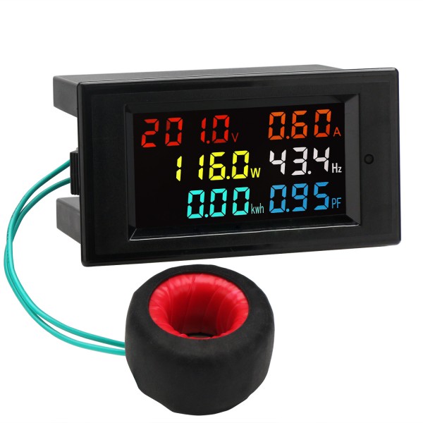  Digital AC Display Multimeter 80-300V 100A Voltage Current Power Factor Frequency Electric Energy LCD Monitor