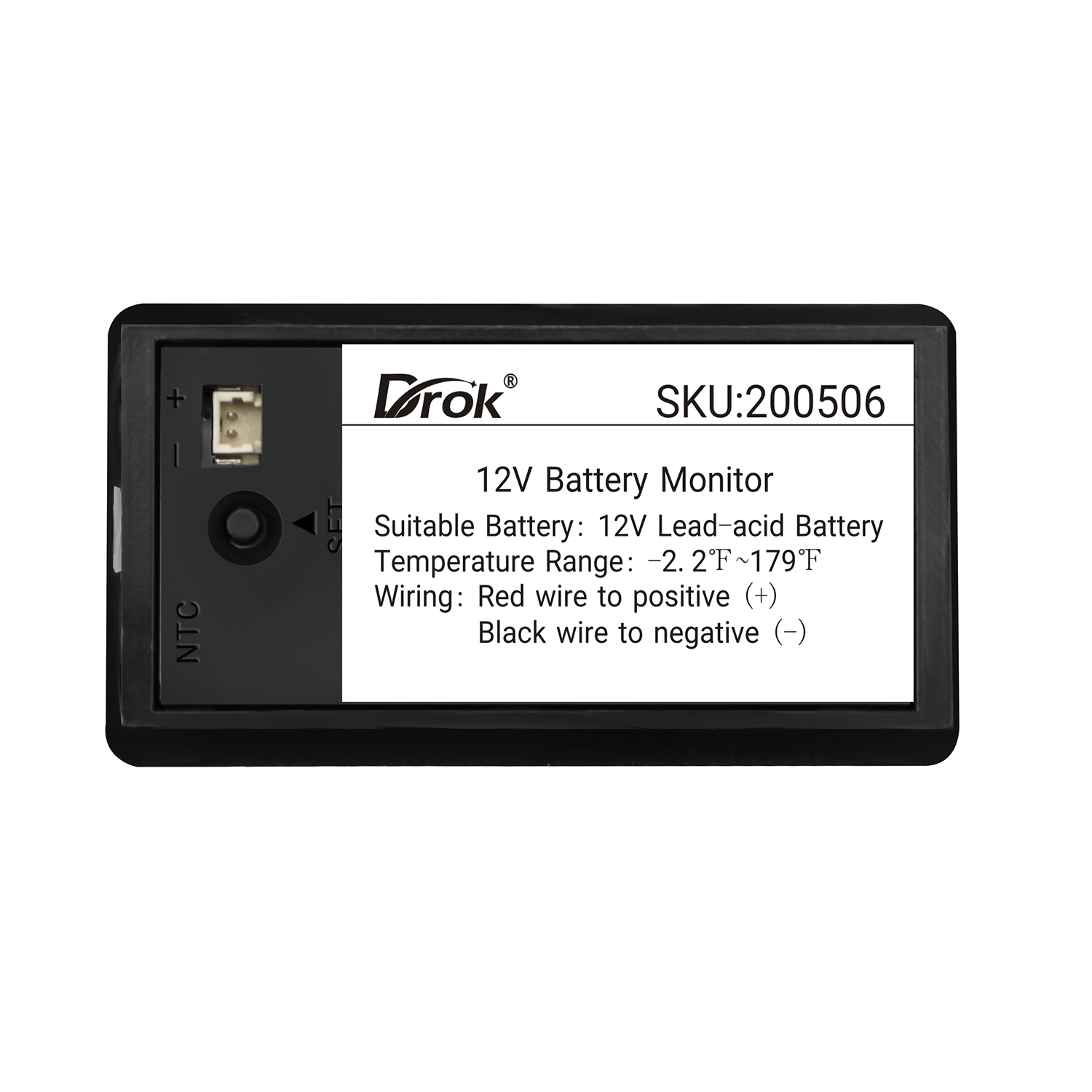 DROK 10-100v Marine RV Battery Capacity Volt Monitor 12v 24v Lithium Battery Voltage Fahrenheit Temp Indicator Gauge 48v Battery Meter 