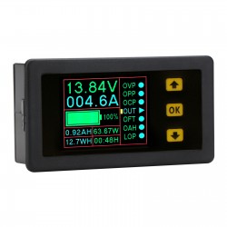 7-in-1 Bidirectional Volt Amp Meter DC 0-90V 300A Voltage Current Battery Capacity Amp-Hour Watt-Hour Power Time Monitor Tester