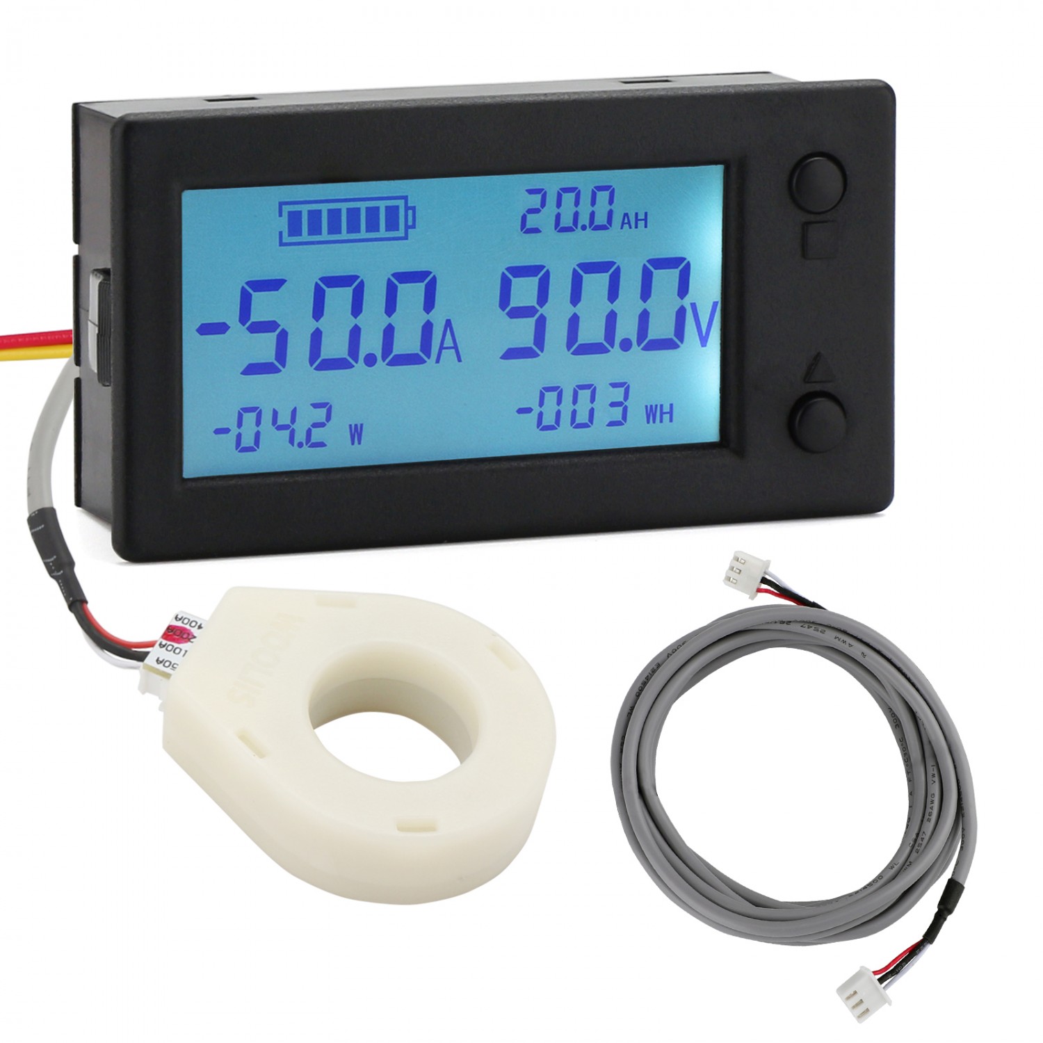 Li-ion Battery Tester LCD Capacity Current Voltage Meter W/Alarm Temperature 