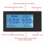  DC 0-300V 200A Battery Monitor Coulombmeter STN LCD Display Current Voltage Energy Capacity Ammeter Voltmeter Multimeter  with Hall Sensor, 2.5m Shielded Wire