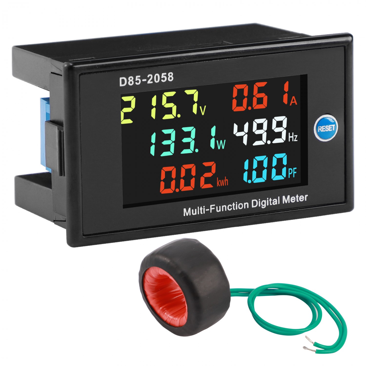 AC 80-300V LCD Digital Voltmeter Ammeter Volt Amp Power Kwh Panel Meter 100A CT 