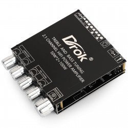 DROK 50W*2+100W Amplifier, Blue-Tooth 2.1 Channels HiFi Power Amplifier Board for 2-8Ω 200W Subwoofer Bass Speakers with 3.5mm Port Capable for USB Sound Card