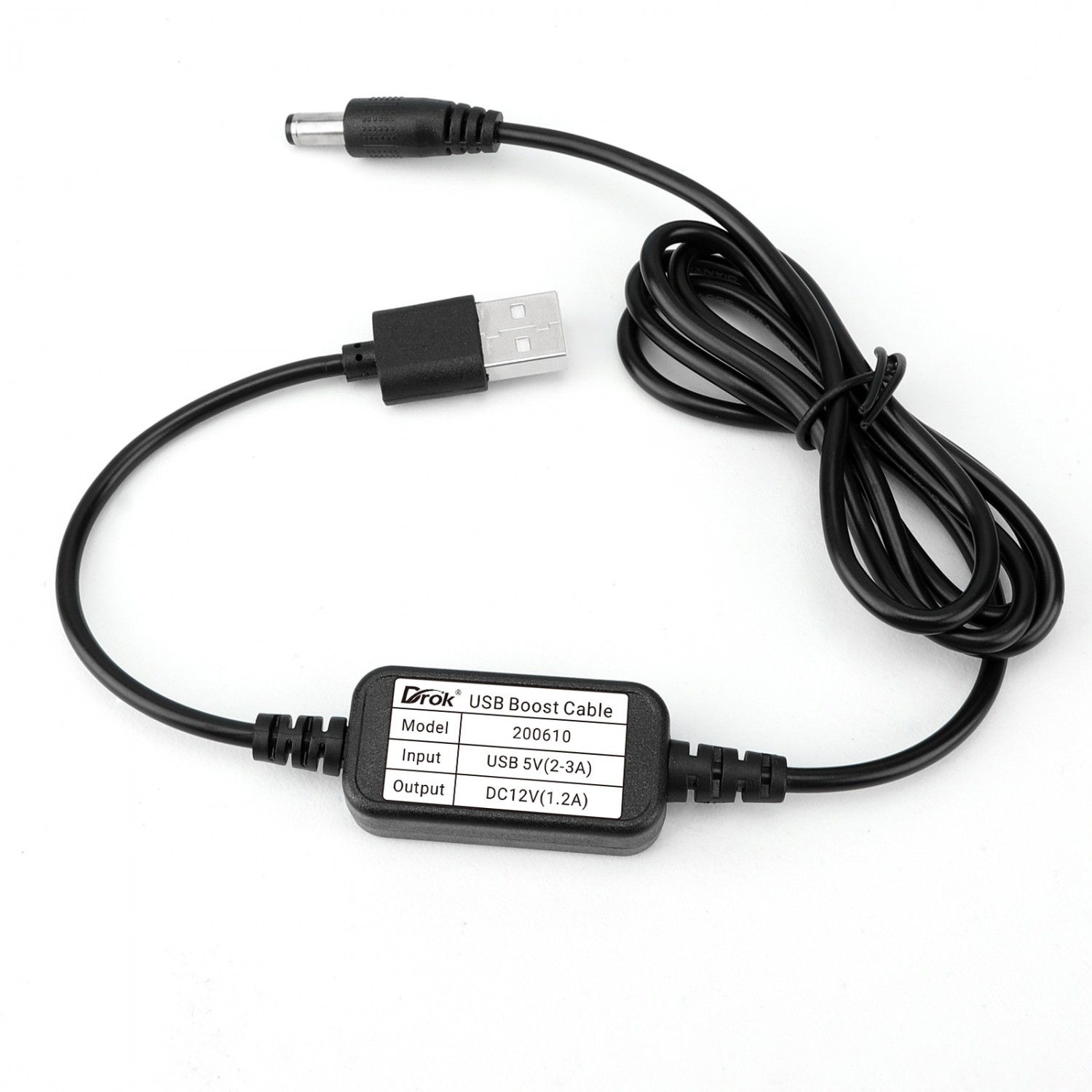 USB to 12v, DROK 5v to 12v USB Boost Converter, USB Cable DC 5v Step Up to  12v, 1A Power Regulator Line with 5.5mm Port 1.2 Meter Length