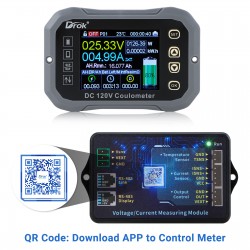 0-120V 100A DC Voltmeter Coulometer Charge-Discharge Multi Meter, Mobile Phone APP Control LCD Battery Monitor Volt Amp Temp Power Capacity Timing Monitor 