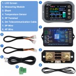 0-120V 100A DC Voltmeter Coulometer Charge-Discharge Multi Meter, Mobile Phone APP Control LCD Battery Monitor Volt Amp Temp Power Capacity Timing Monitor 