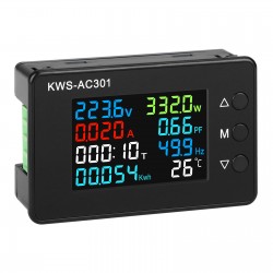 AC Multi-Function Meters,  50-300V 0-20A Voltage Current Power Electric Energy, 110V 220V Voltmeter Multimeter LCD Digital Display KWH Reader
