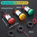 DROK AC Volt Amp Meter, 3pcs AC 60-500V 100A Voltage Current Monitor Digital LED Display Voltmeter 110v 220v Volt Detetor Green Red Yellow Signal Indicator Light Panel