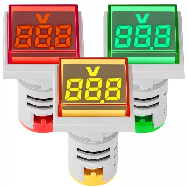 DROK AC 500V Voltage Tester, 3pcs AC 60-500V 110v 220v Voltage Monitor Digital Larger LED Screen Voltmeter Volt Detetor Green Red Yellow Signal Indicator Light Panel
