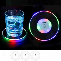 DROK 3PCS LED Light Up Coasters for Liquor Bottles, Flashing Drink Mats for Parties, Bars, Weddings, and Dining