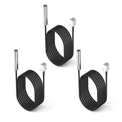 DROK 10K Temperature Sensor Probe 3pcs, 1 Meter Waterproof Temp Sensor Probe, Stainless Steel 3950 NTC Temp Sensor Probe