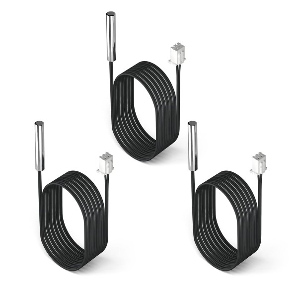 DROK 10K Temperature Sensor Probe 3pcs, 1 Meter Waterproof Temp Sensor Probe, Stainless Steel 3950 NTC Temp Sensor Probe