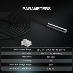 DROK 10K Temperature Sensor Probe 3pcs, 1 Meter Waterproof Temp Sensor Probe, Stainless Steel 3950 NTC Temp Sensor Probe