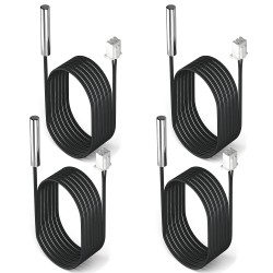 DROK 10K Temperature Sensor Probe 4pcs, 1 Meter Waterproof Temp Sensor Probe, Stainless Steel 3950 NTC Temp Sensor Probe