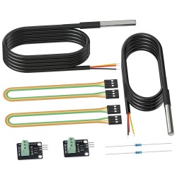 DROK 2 Pack Waterproof DS18B20 Temperature Sensor Probes with 2 Probe Adapter Boards and 4.7K ohm Resistors