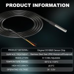 DROK 5 Pack Waterproof DS18B20 Temperature Sensor Probes with a Probe Adapter Board and 4.7K ohm Resistors